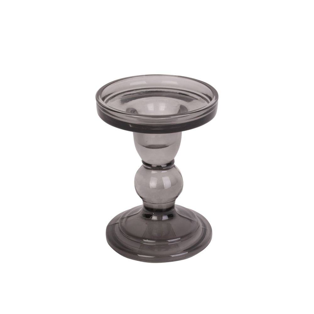 Glass Art Candle Holder Medium - Black