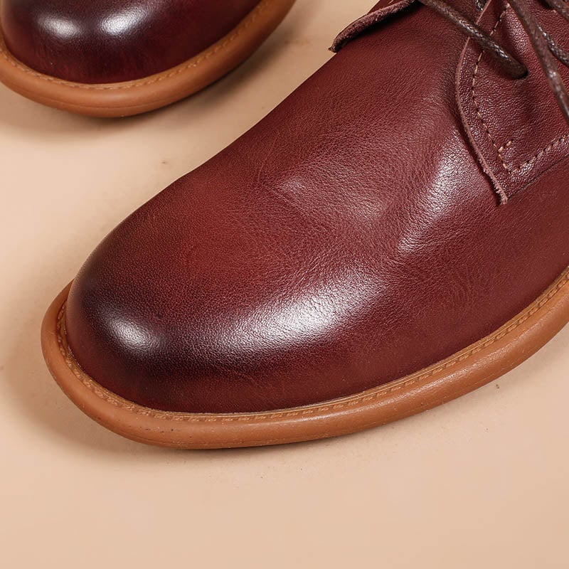 Handmade Leather Oxford Derby Shoes For Women in Brown/Red/Black