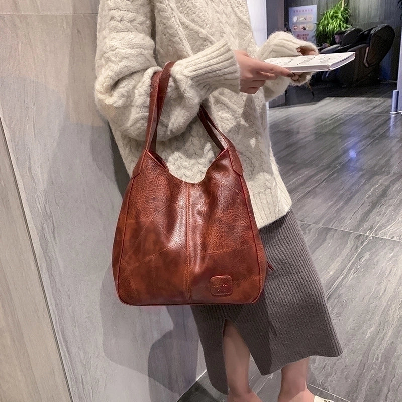 Women's Medium All Seasons Pu Leather Vintage Style Tote Bag
