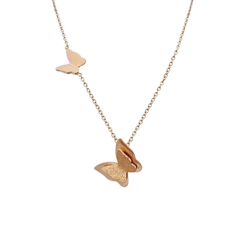 Fashion Minimalist Butterfly Titanium Steel Plating Butterfly Necklace