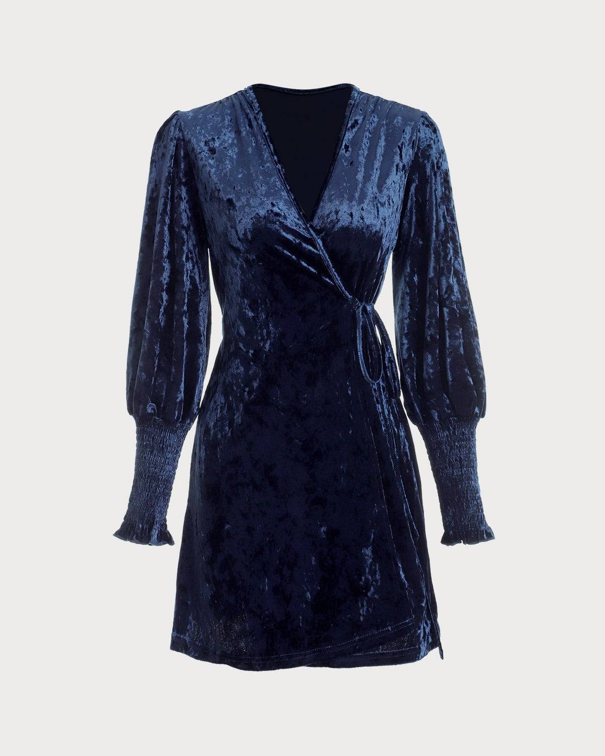 The Velvet Wrap Long Sleeve Mini Dress