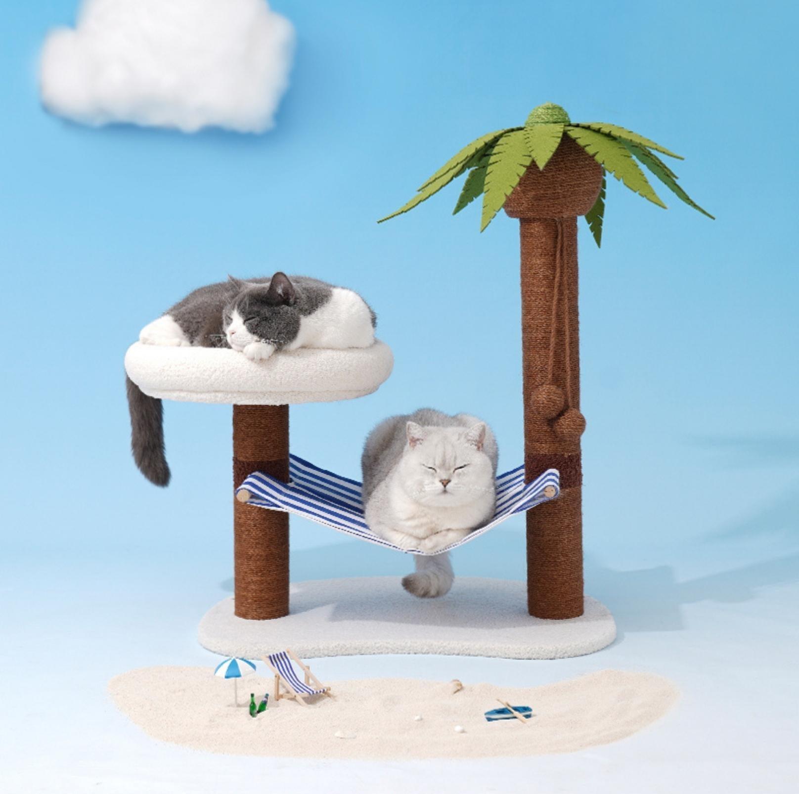 ZeZe Coconut Tree Style Cat Scratching Post With Nest