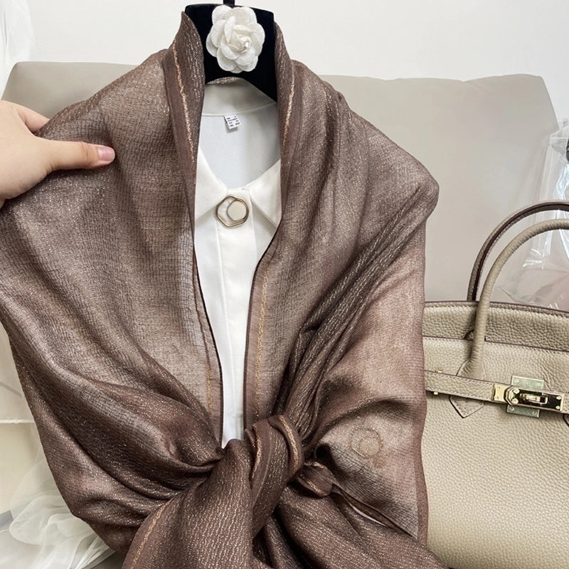 Women's Elegant Solid Color Polyester Silk Scarf
