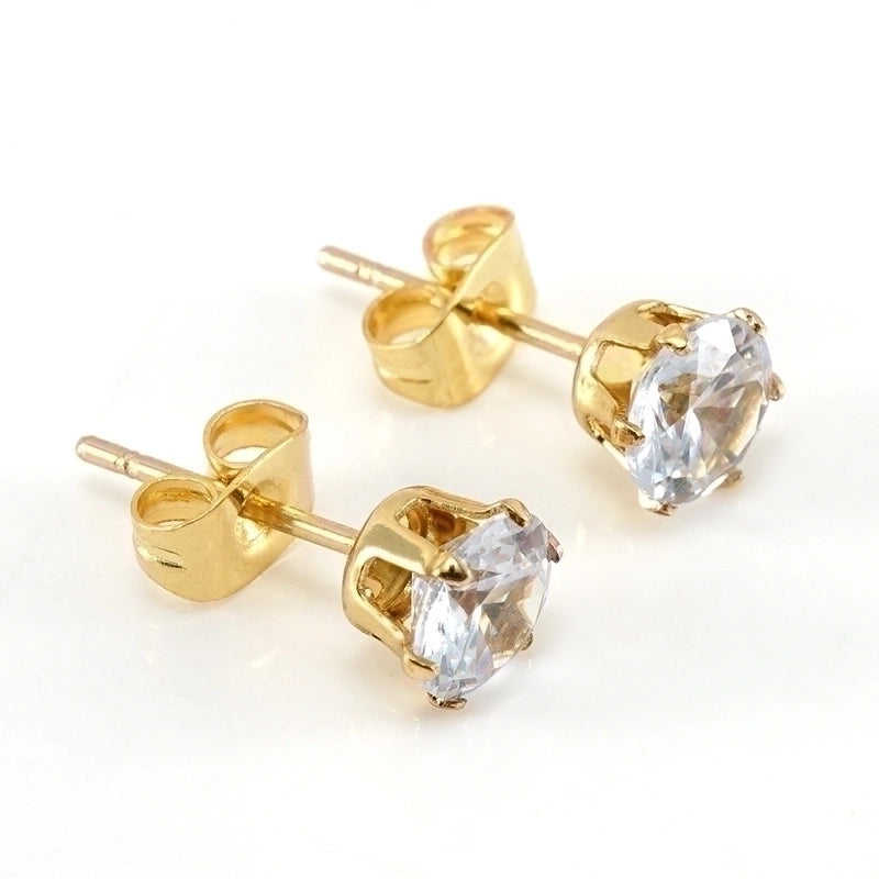 Modern Style Geometric Plating 304 Stainless Steel Zircon 18K Gold Plated Stainless Steel Earrings