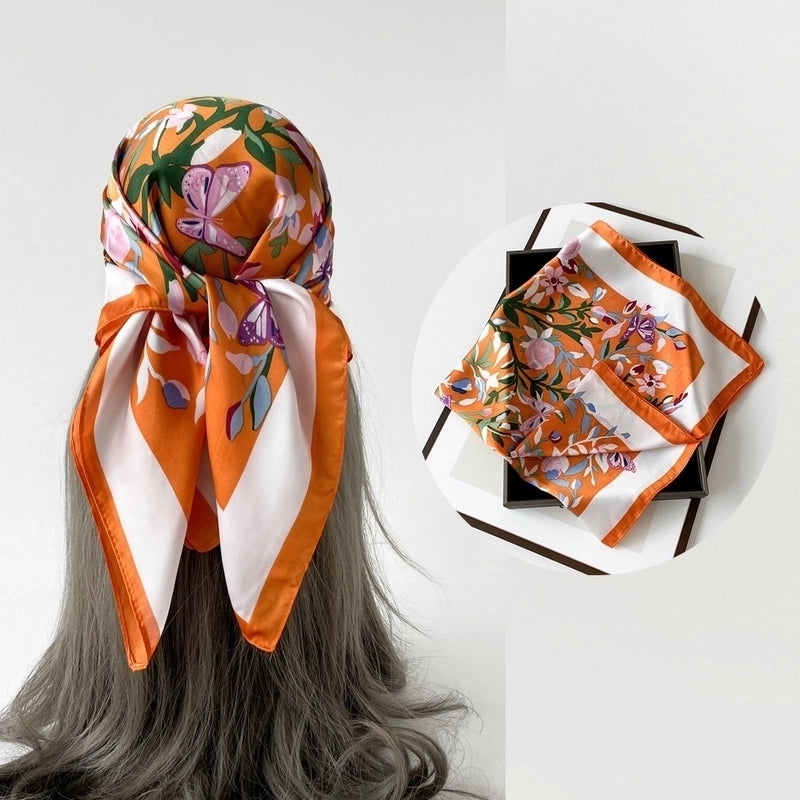 Women's Casual Hip-Hop Sports Paisley Satin Printing And Dyeing Silk Scarf