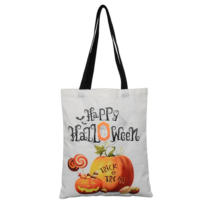 Halloween Unisex Medium Canvas Pumpkin Letter Streetwear Square Open Canvas Bag