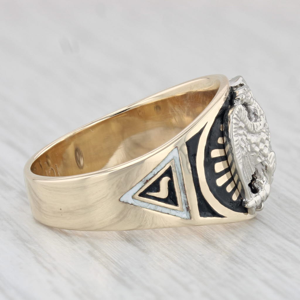 Scottish Rite Eagle Ring 10k Gold Size 9.5 Masonic 32nd 14th Degree Yod Signet