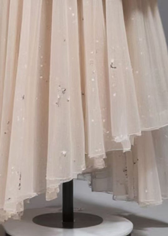 Unique Red Lace Up High Waist Patchwork Chiffon Skirt Summer