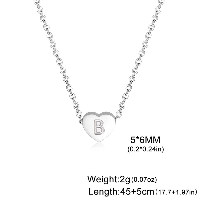 Stainless Steel Titanium Steel Minimalist Letter Heart Shape Plating Pendant Necklace