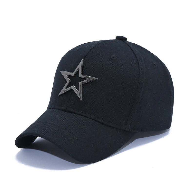 Men's Basic Minimalist Star Metal Curved Eaves Baseball Cap