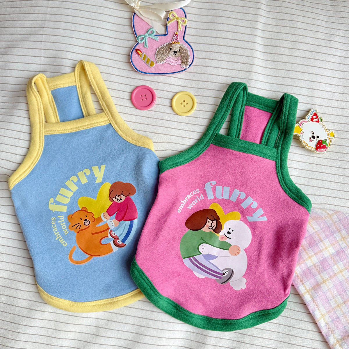 Cartoon Printed Color Block Dog Cat Vest/Dress