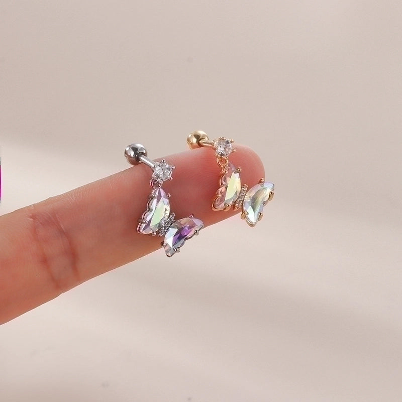 1 Piece Ear Cartilage Rings & Studs Fashion Heart Shape Butterfly 316L Stainless Steel  Copper Inlay Zircon