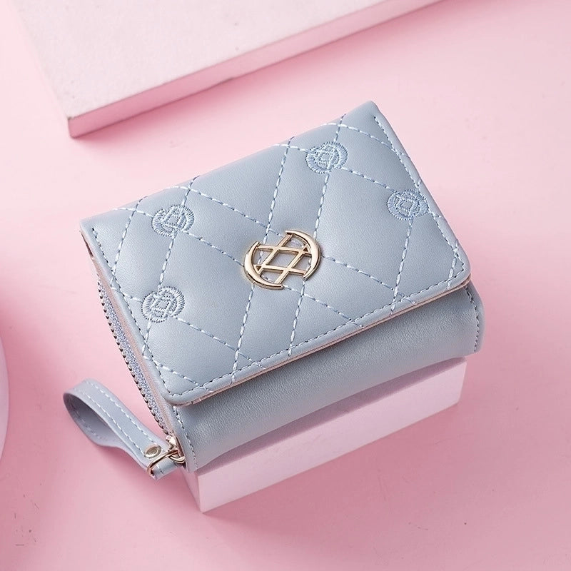 Women's Plaid Pu Leather Zipper Buckle Wallets