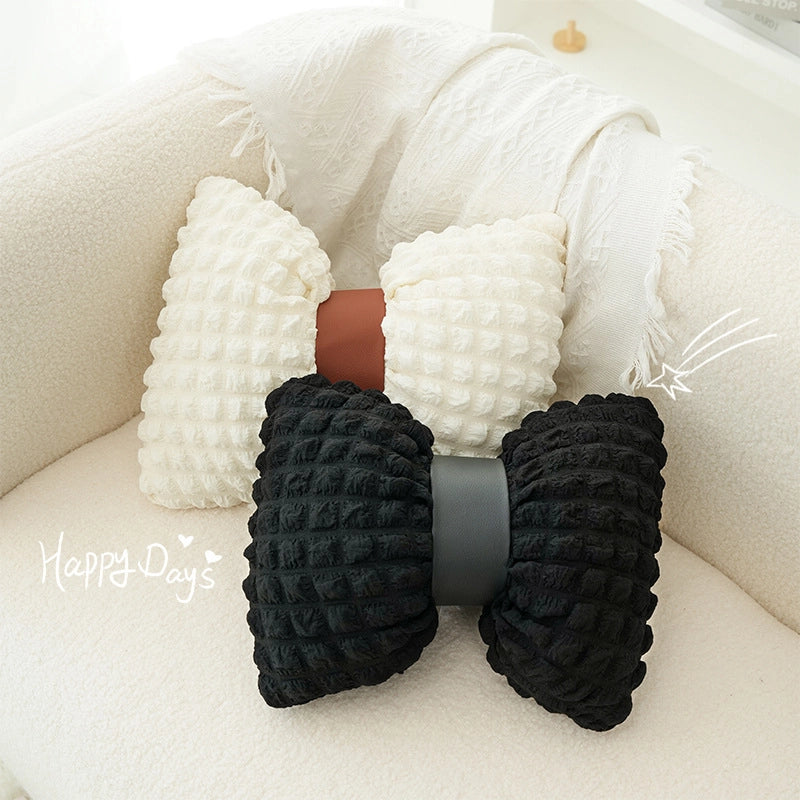 Sweet Solid Color Bow Knot Plush Throw Pillow Couch & Sofa Decor