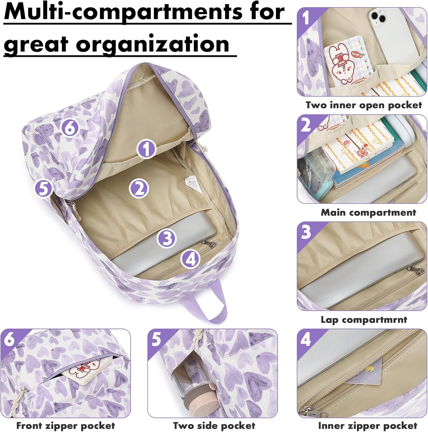 Bluboon School Backpack Teens Girls Boys Kids School Book Bags with Lunch Box Pencil Bag