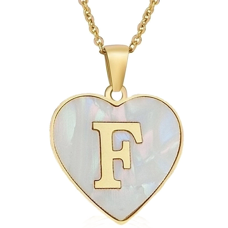 Cute Sweet Letter Titanium Steel Plating Inlay Shell Pendant Necklace