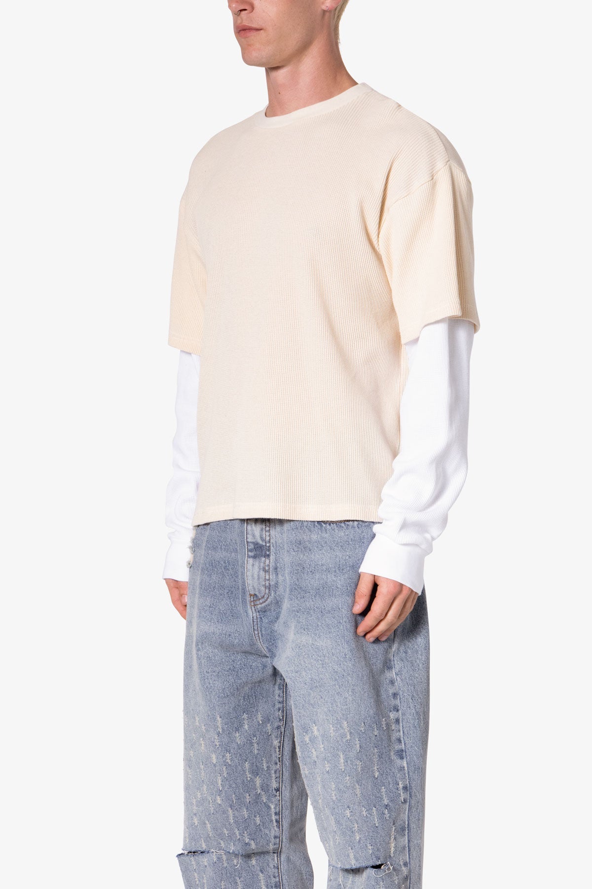 Sprayed Thermal L/S Tee - Cream