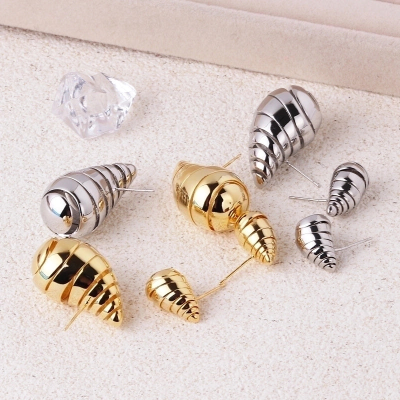 1 Pair Basic Minimalist Geometric Plating Copper Ear Studs