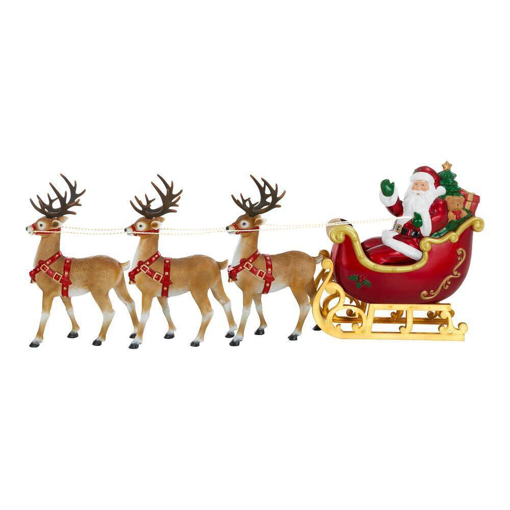 🎄 Christmas Sale — Only $49.99! 🎅✨9 ft. Giant-Sized LED Santa's Sleigh with Reindeer Holiday Yard Decoration Y9