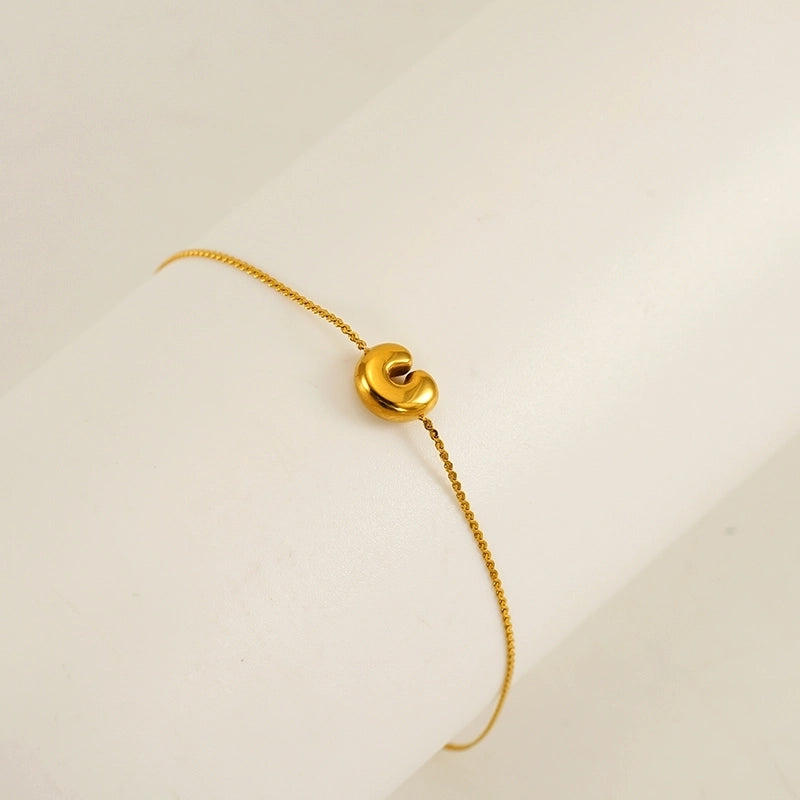 Casual Minimalist Letter 304 Stainless Steel 18K Gold Plated Bracelets In Bulk