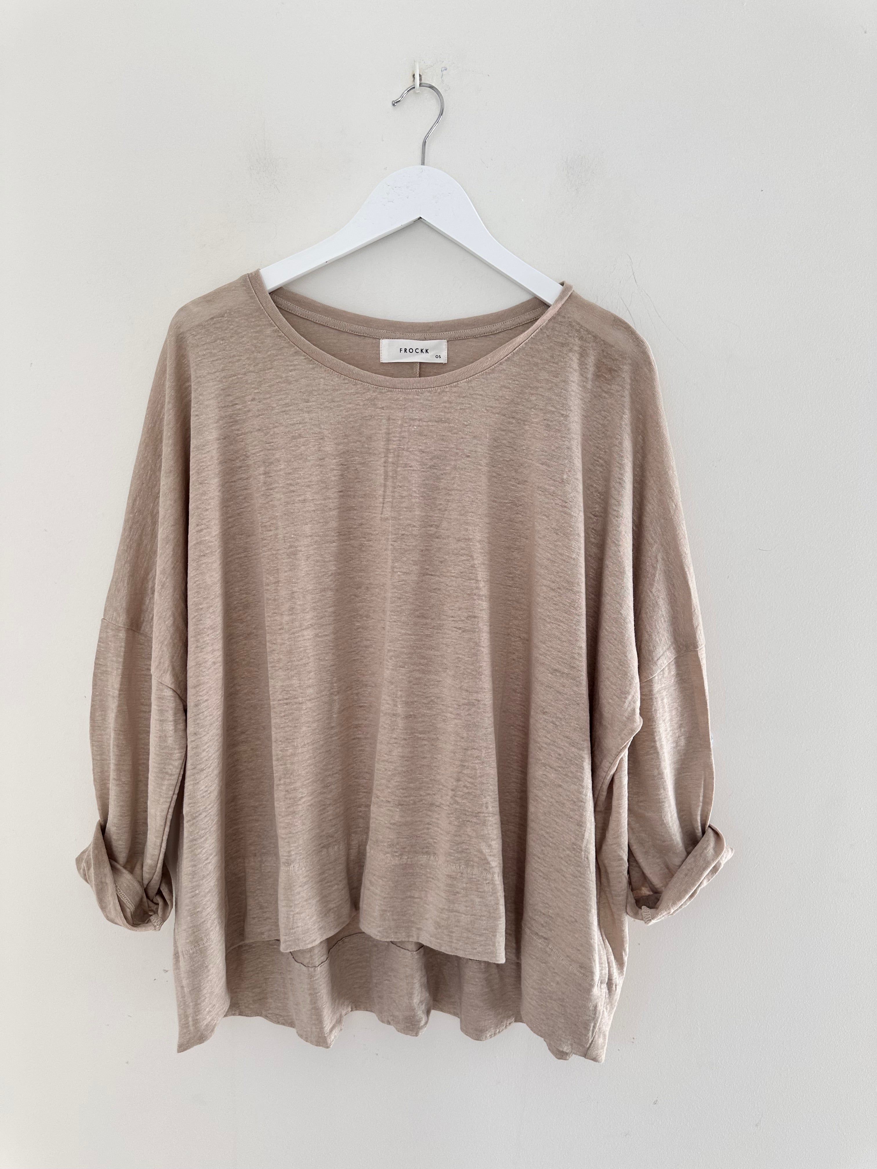 nina top - natural linen knit