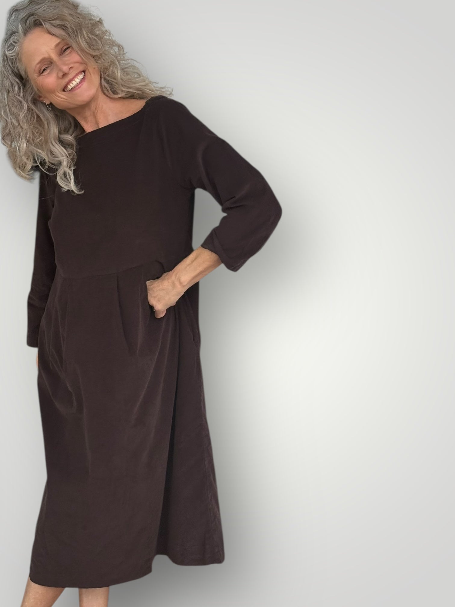 laura dress - chocolate cord