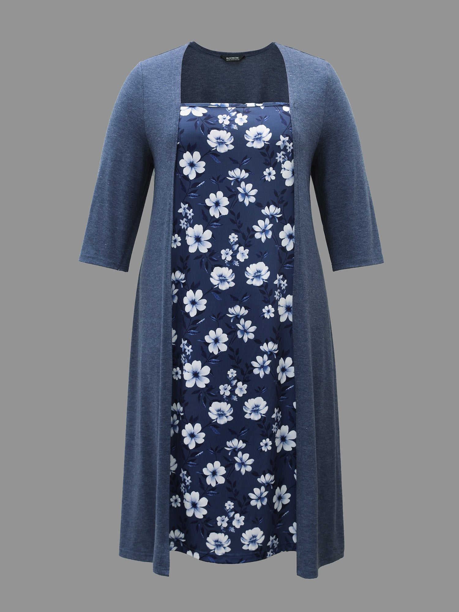 2-In-1 Square Neck Floral Dress