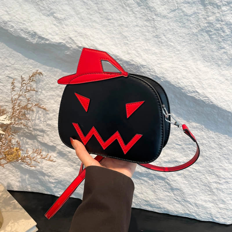Halloween Women's Pu Leather Pumpkin Solid Color Streetwear Square Zipper Shoulder Bag Crossbody Bag