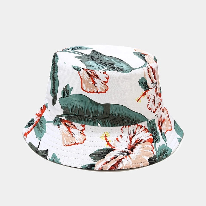 Women's Minimalist Flower Printing Flat Eaves Bucket Hat