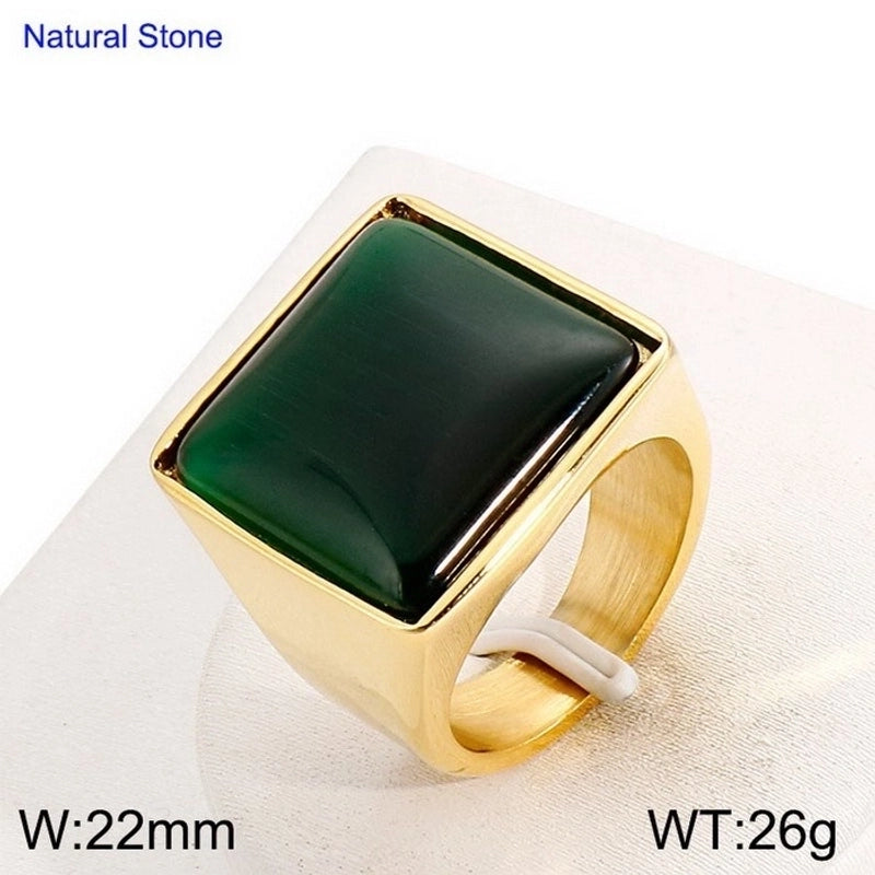 Vintage Style Geometric Square Stainless Steel 18K Gold Plated Plating Rings