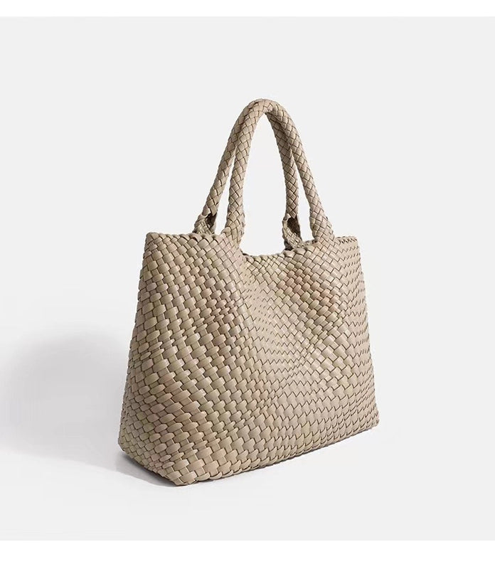 Women's Large Pu Leather Solid Color Vintage Style Streetwear Weave Square Magnetic Buckle Shoulder Bag