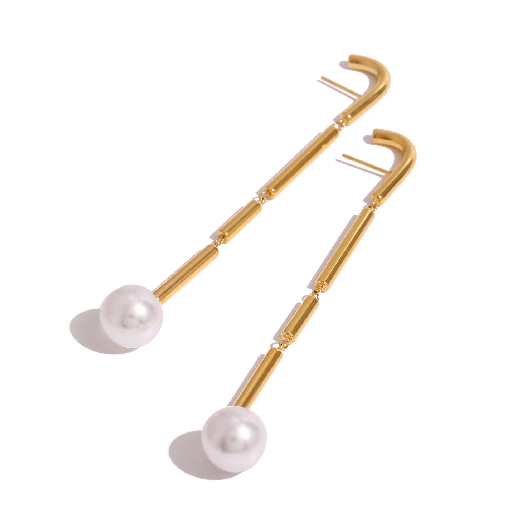 Stainless Steel Tassel Earrings Niche Pearl Earrings Titanium Steel Ins Earrings