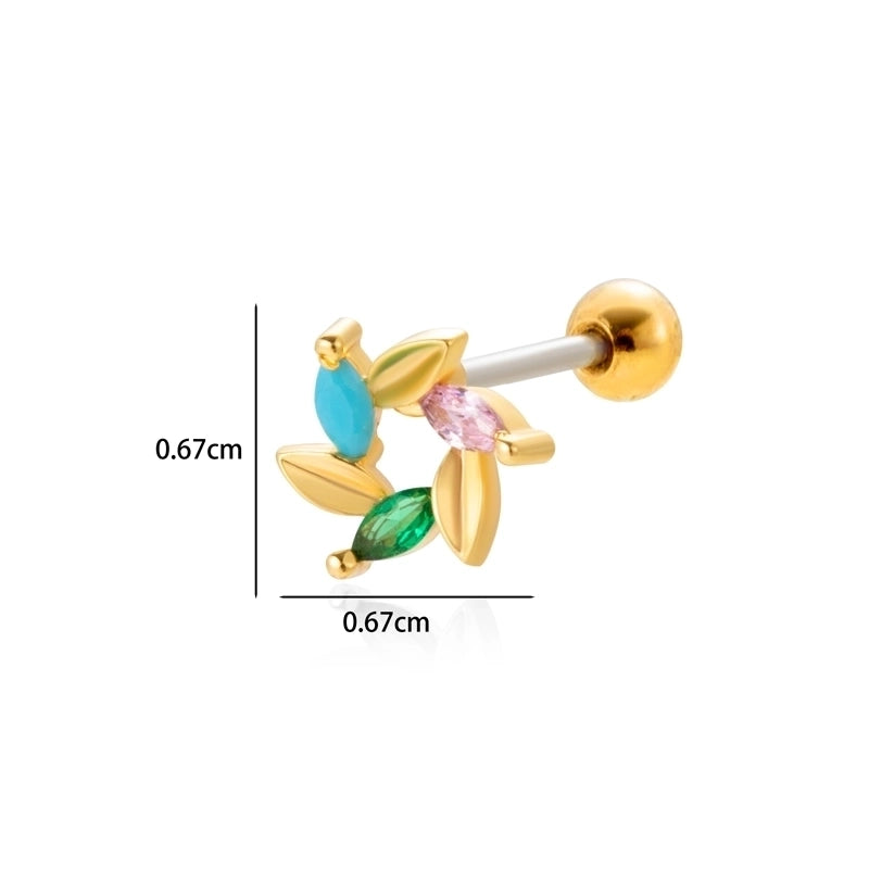 1 Piece Ear Cartilage Rings & Studs Minimalist Classic Style Heart Shape Wings Flower 316L Stainless Steel  Copper Plating Inlay Zircon