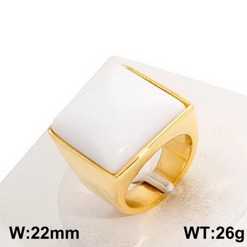 Vintage Style Geometric Square Stainless Steel 18K Gold Plated Plating Rings