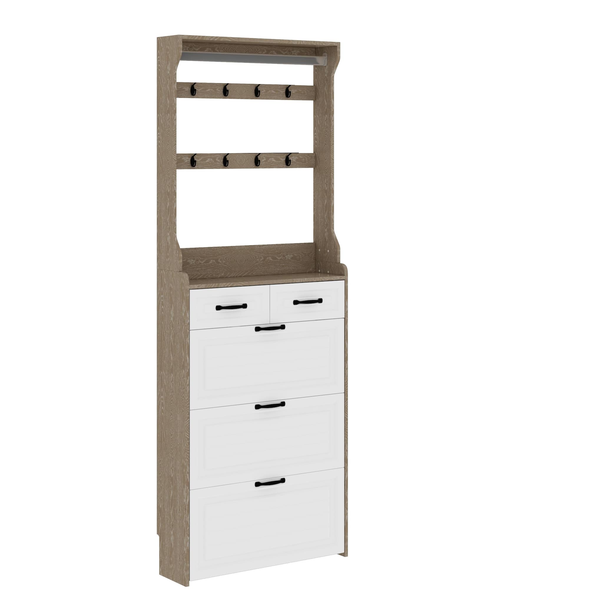 3-door 2-drawer hanging shoe cabinet with PVC doors and ample storage space