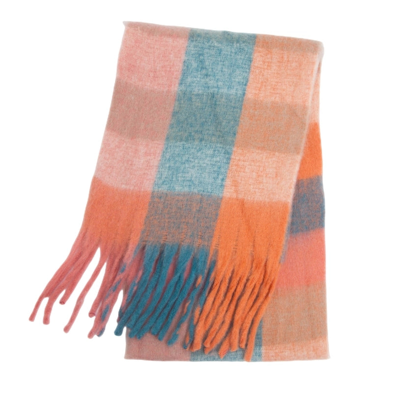 Women's Casual Minimalist Lattice Polyester Tassel Scarf