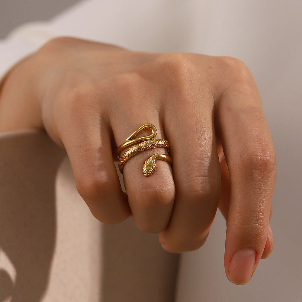 Women IG Style Stainless Steel 18K Gold Plated Rings