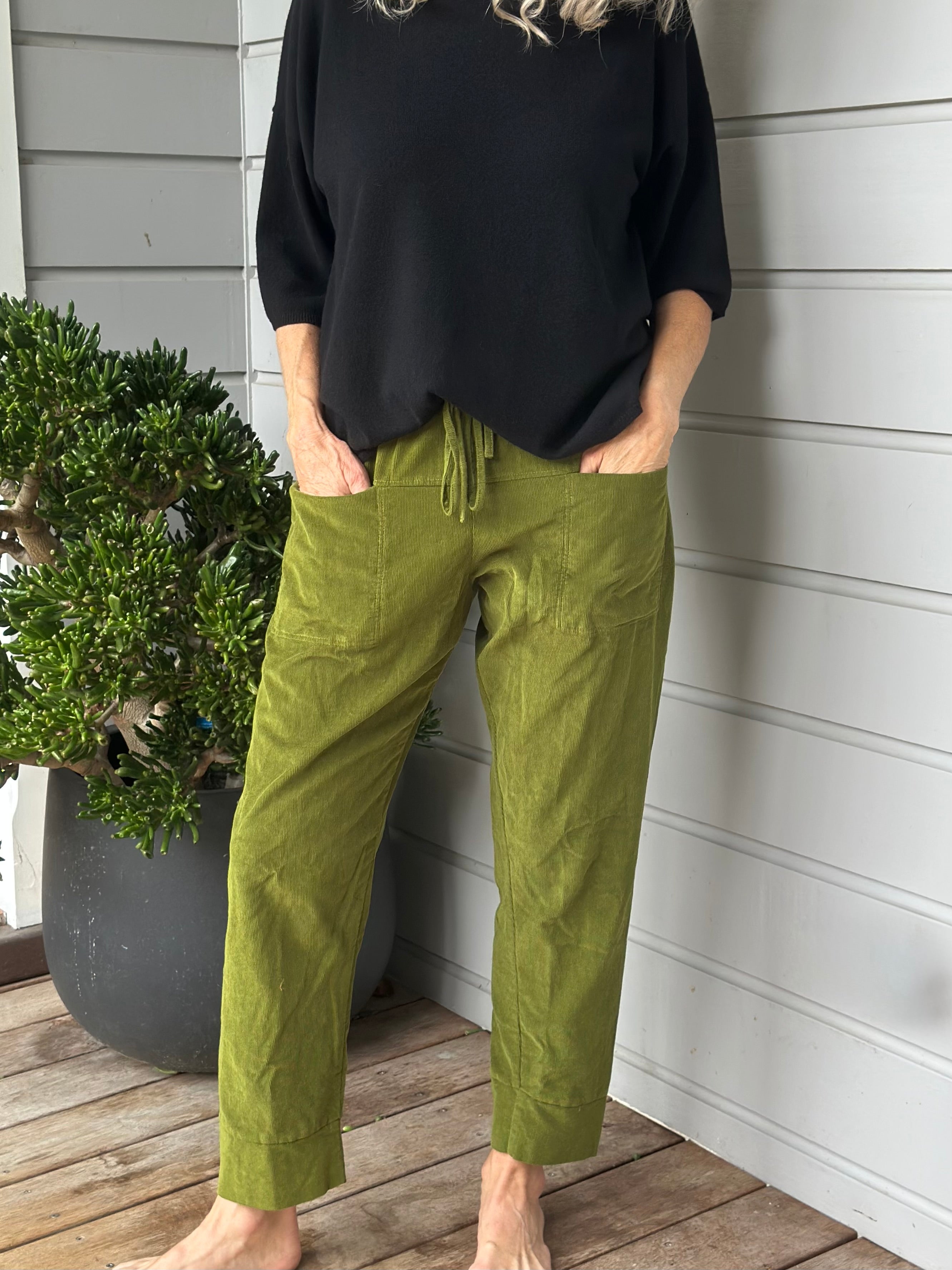 darcy pant-olive green cord