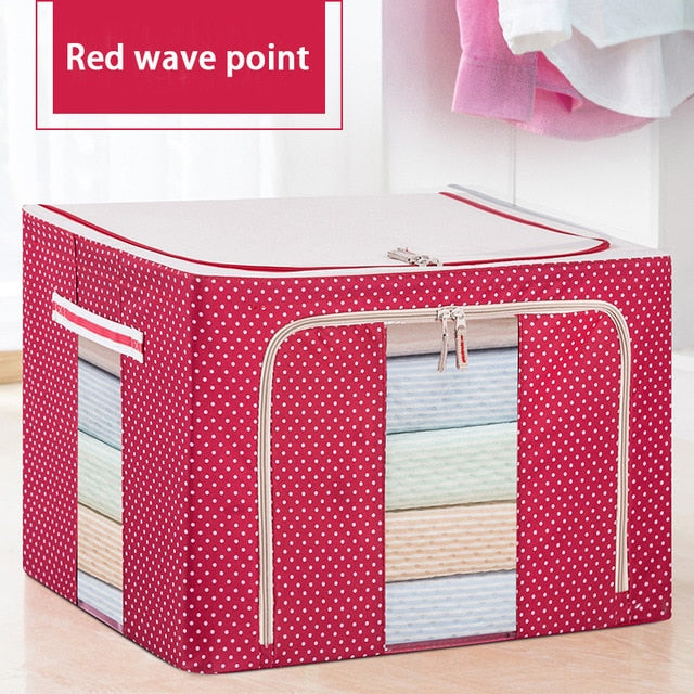 Portable and Foldable Waterproof Wardrobe Storage Box with Steel Frame For Organize Clothes