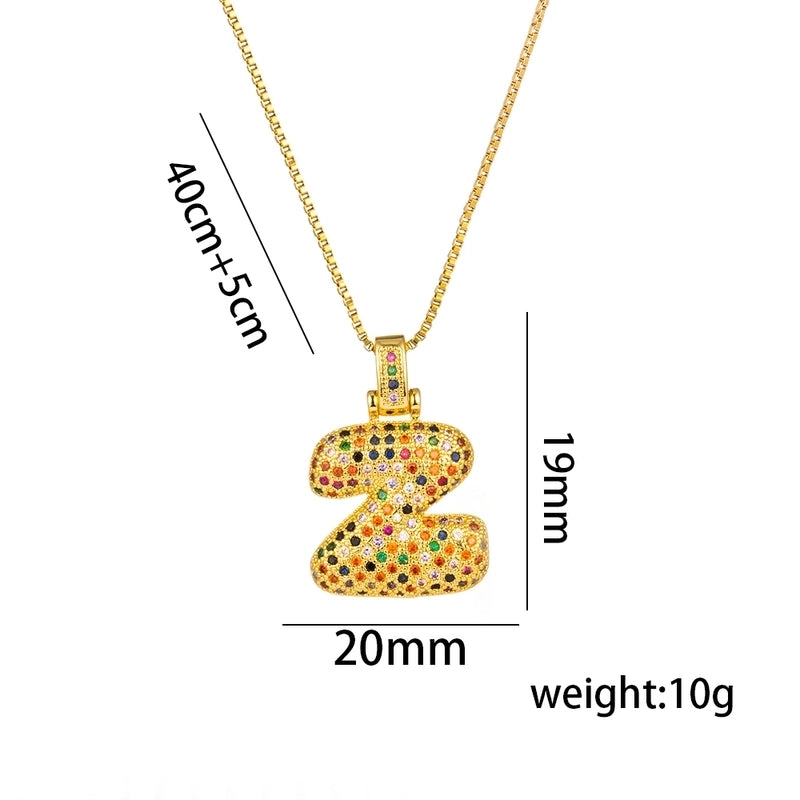 Titanium Steel 18K Gold Plated Minimalist Inlay Letter Zircon Pendant Necklace