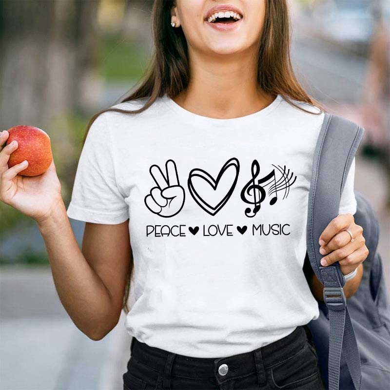 Peace Love Music Teacher T-Shirt