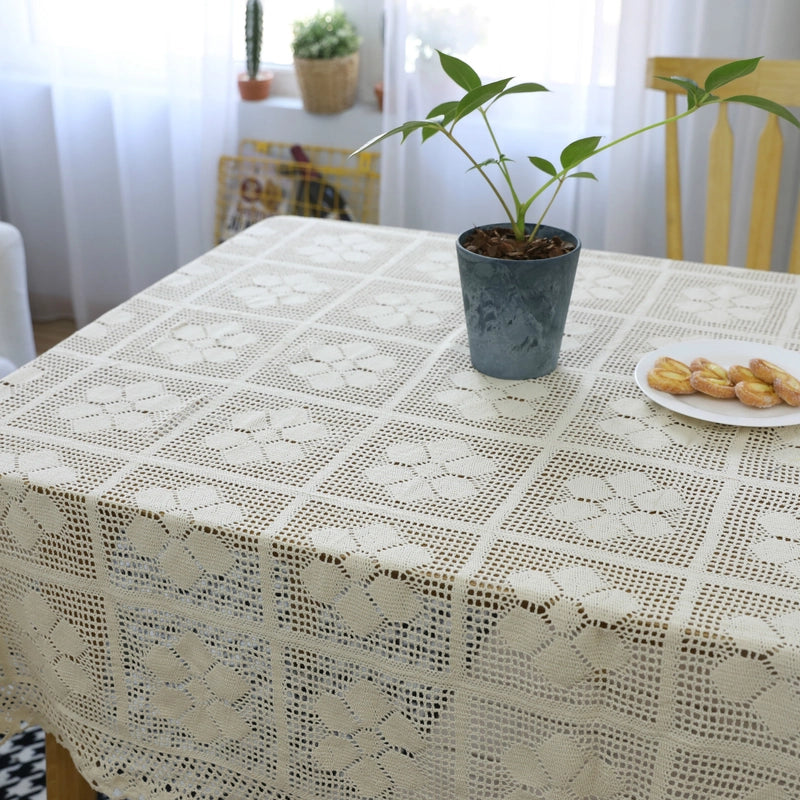 Retro Nostalgic Handmade Crochet Crochet Sofa Towel Woven Hollow Fabric Tablecloth Cover Towel Tablecloth