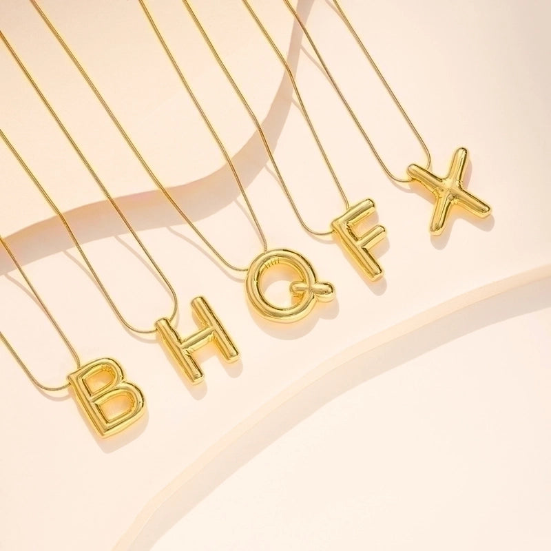 Titanium Steel Minimalist Letter Plating Pendant Necklace