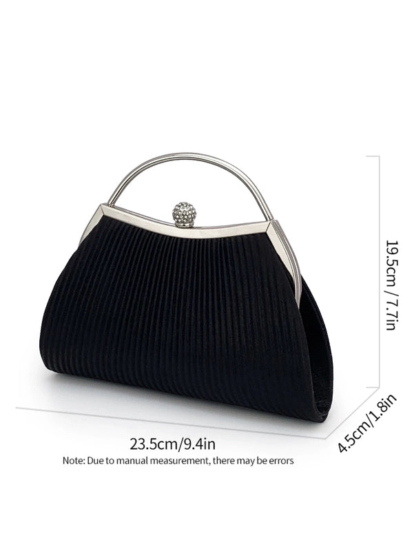Women's All Seasons Pu Leather Stripe Elegant Square Lock Clasp Evening Bag