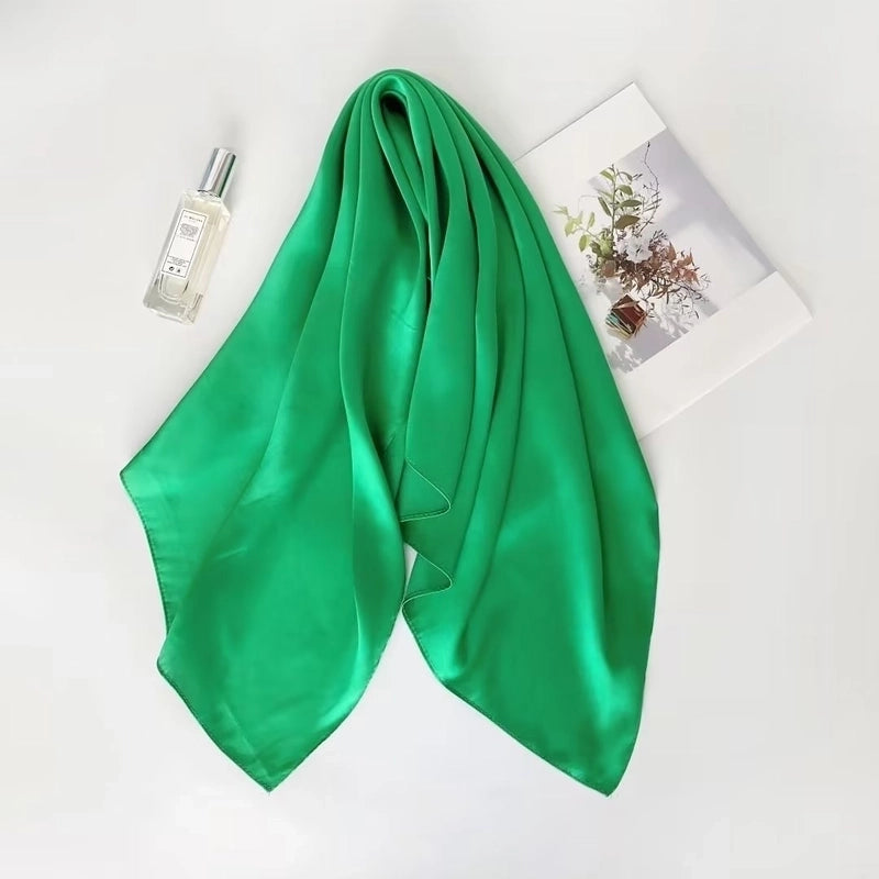 Women's Fashion Solid Color Satin Printing Silk Scarves
