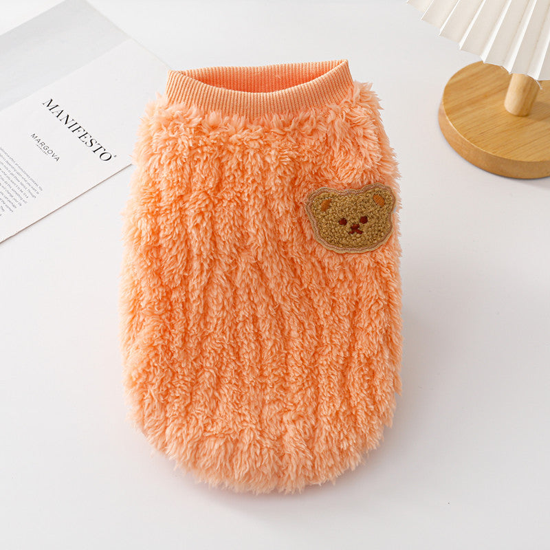 Warm Fleece Bear Printed Dog Cat Vest
