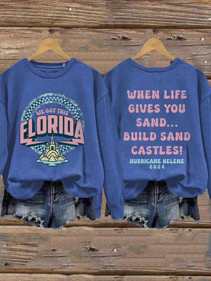 Women's Florida Hurricane Helene 2024 Print Crew Neck Sweatshirt