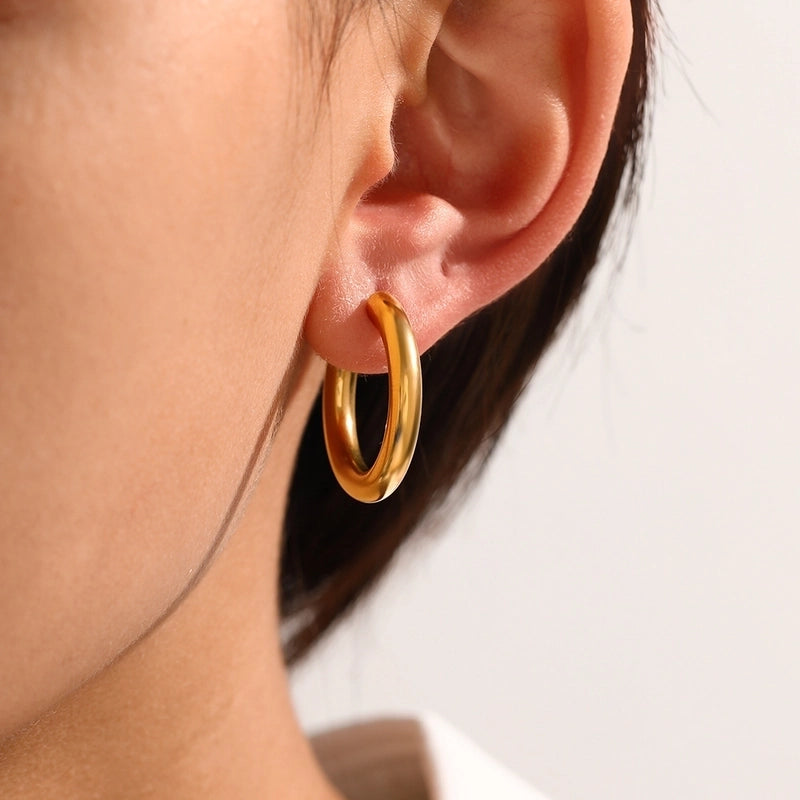 1 Pair Minimalist Solid Color Plating 304 Stainless Steel Stainless Steel Earrings