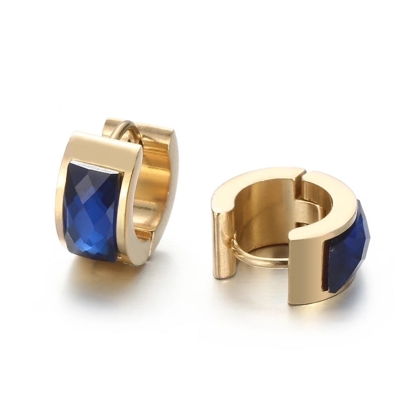 1 Pair Minimalist U Shape Plating Inlay Titanium Steel Glass 18K Gold Plated Earrings