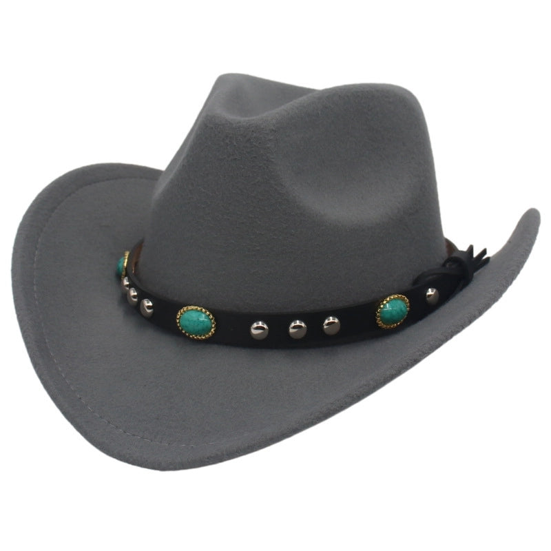 New Ethnic Style Tibetan Western Cowboy Hat Top Hat Autumn And Winter Men's And Women's Felt Hat Curling Jazz Hat Trendy